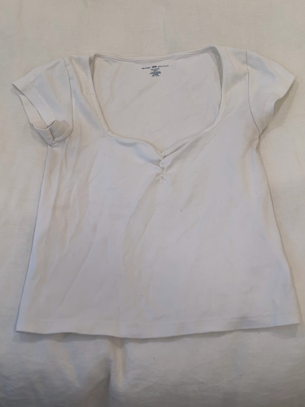 Brandy Melville White Scoop Neck Short Sleeve Tee